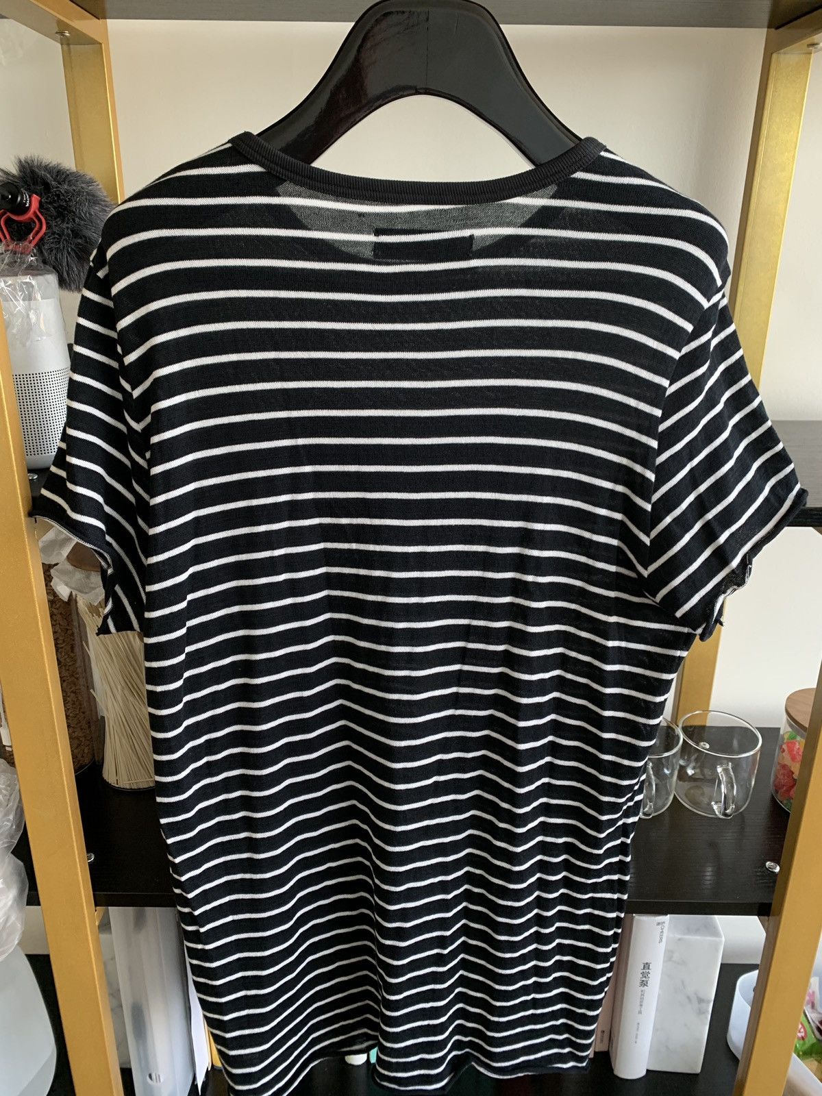 Amiri AMIRI Black/White Stripe Cashmere Tee — Large Size US L / EU 52-54 / 3 - 3 Thumbnail