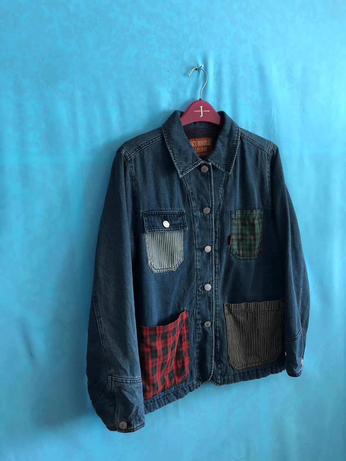 Japanese Brand sky bomber 391B08 multi patches #1647 Size US L / EU 52-54 / 3 - 3 Thumbnail