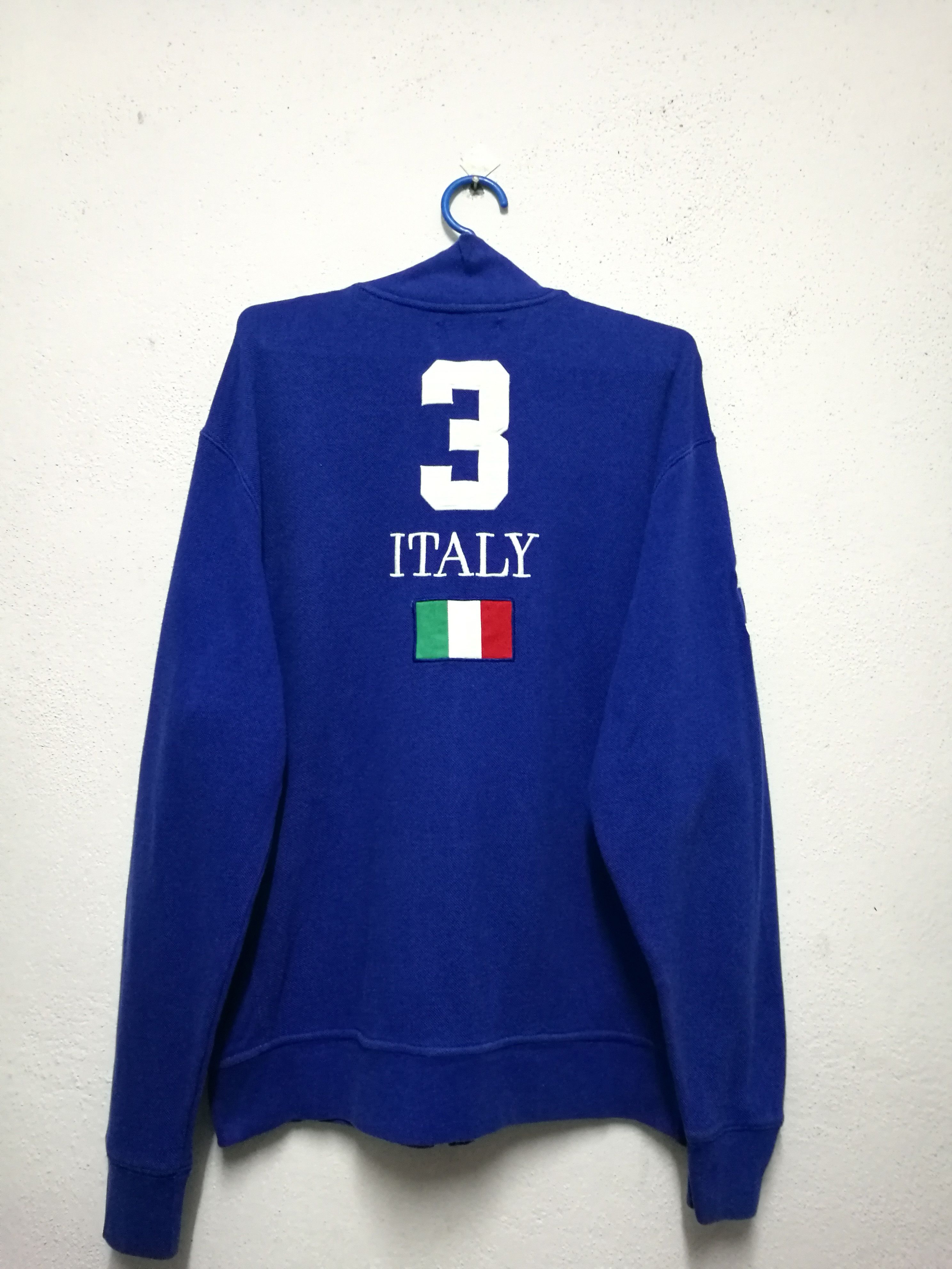 Newest Polo Ralph Lauren Italy Flag Big Pony Pique Cotton Full Zip Jacket Large