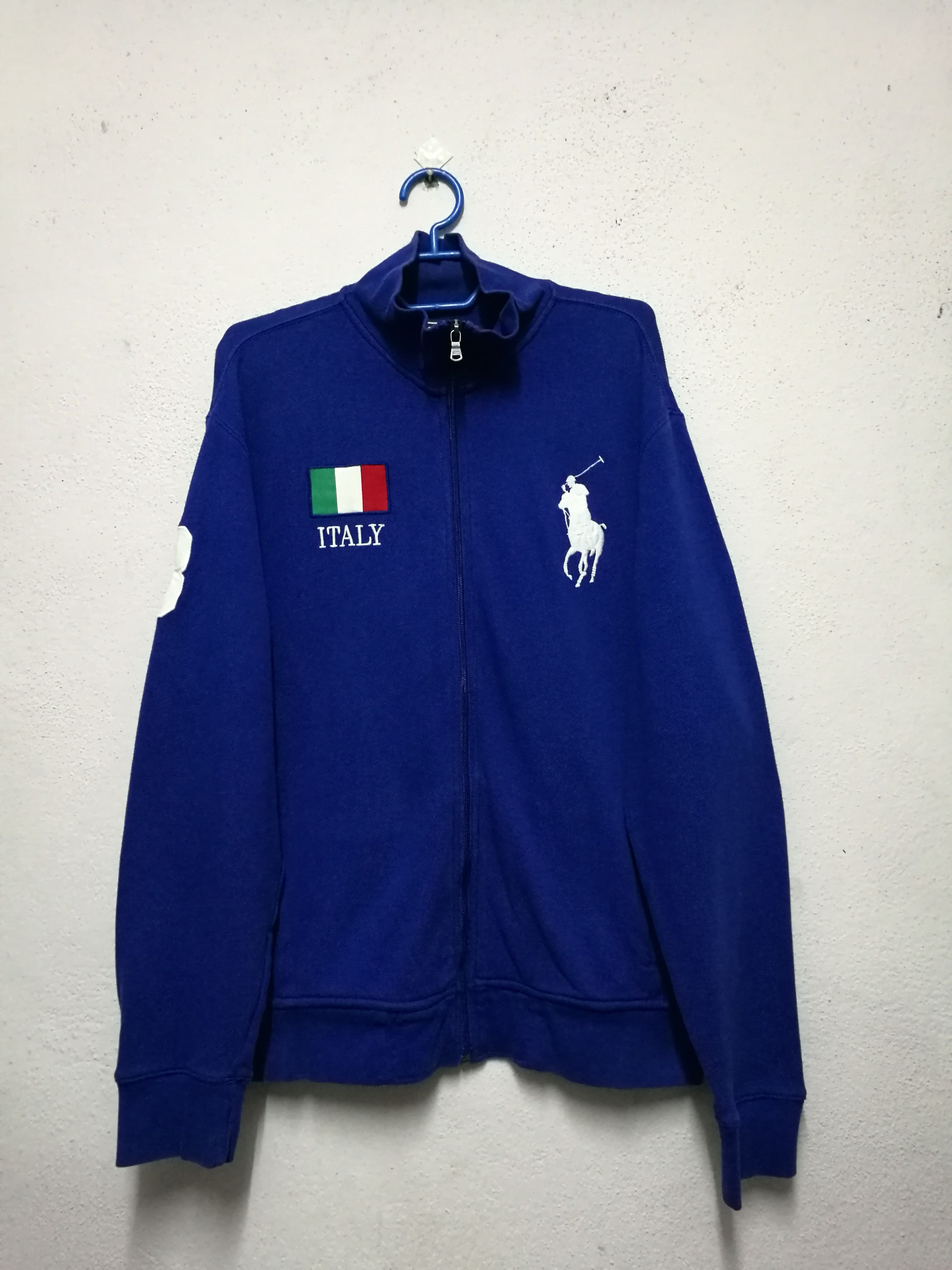 Polo Ralph Lauren Italy Flag Big Pony high quality Pique Cotton Full Zip Jacket Large