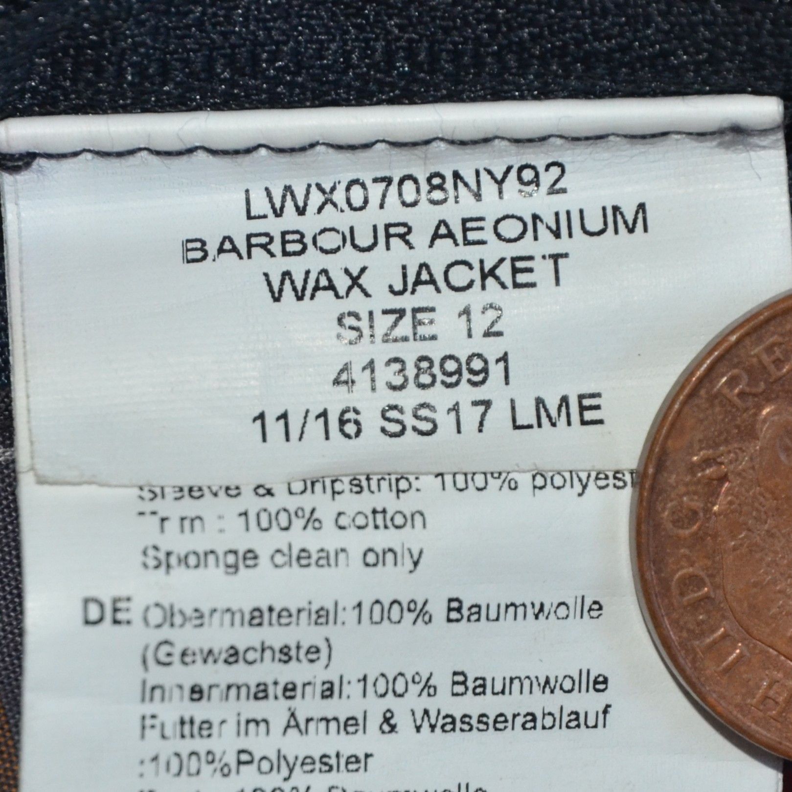Barbour Barbour Aeonium Wax Jacket Navy Waxed Cotton Rewax Size M / US 6-8 / IT 42-44 - 10 Thumbnail
