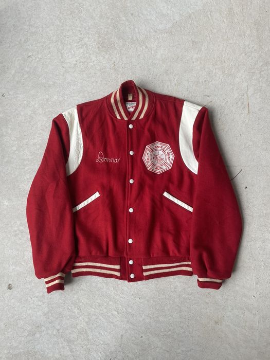 Vintage Vintage Scoop Varsity Jacket Maroon Travis Scott Style