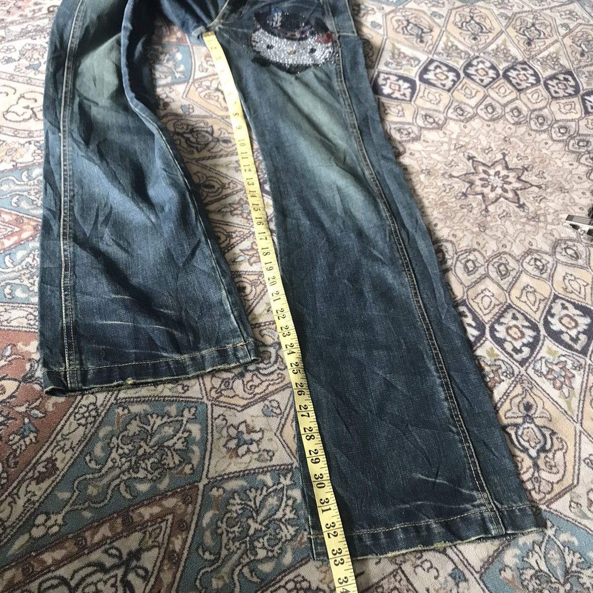 Japanese Brand Vintage Hello Kitty Denim Flare Jeans Size 29" - 16 Thumbnail