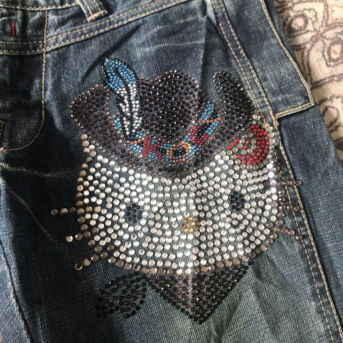 Japanese Brand Vintage Hello Kitty Denim Flare Jeans Size 29" - 11 Thumbnail