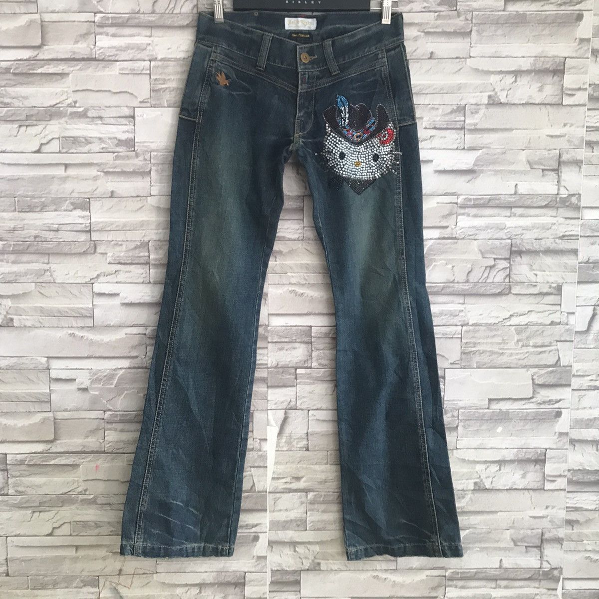 Japanese Brand Vintage Hello Kitty Denim Flare Jeans Size 29" - 3 Thumbnail