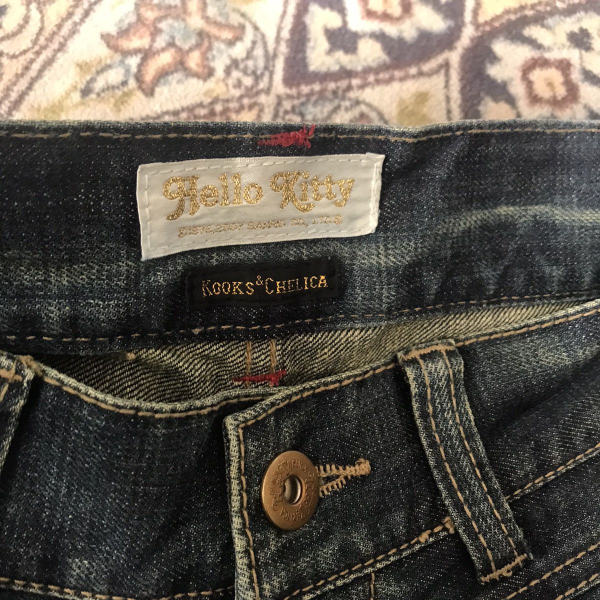 Japanese Brand Vintage Hello Kitty Denim Flare Jeans Size 29" - 10 Thumbnail