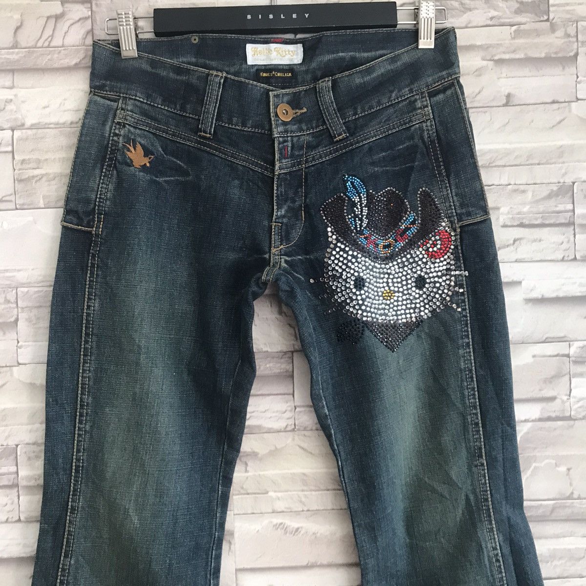 Japanese Brand Vintage Hello Kitty Denim Flare Jeans Size 29" - 4 Thumbnail