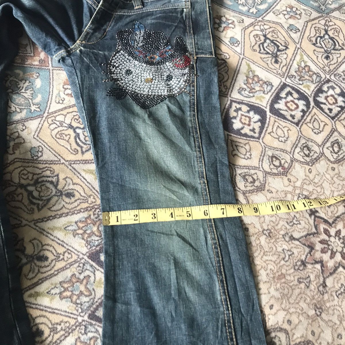 Japanese Brand Vintage Hello Kitty Denim Flare Jeans Size 29" - 18 Thumbnail