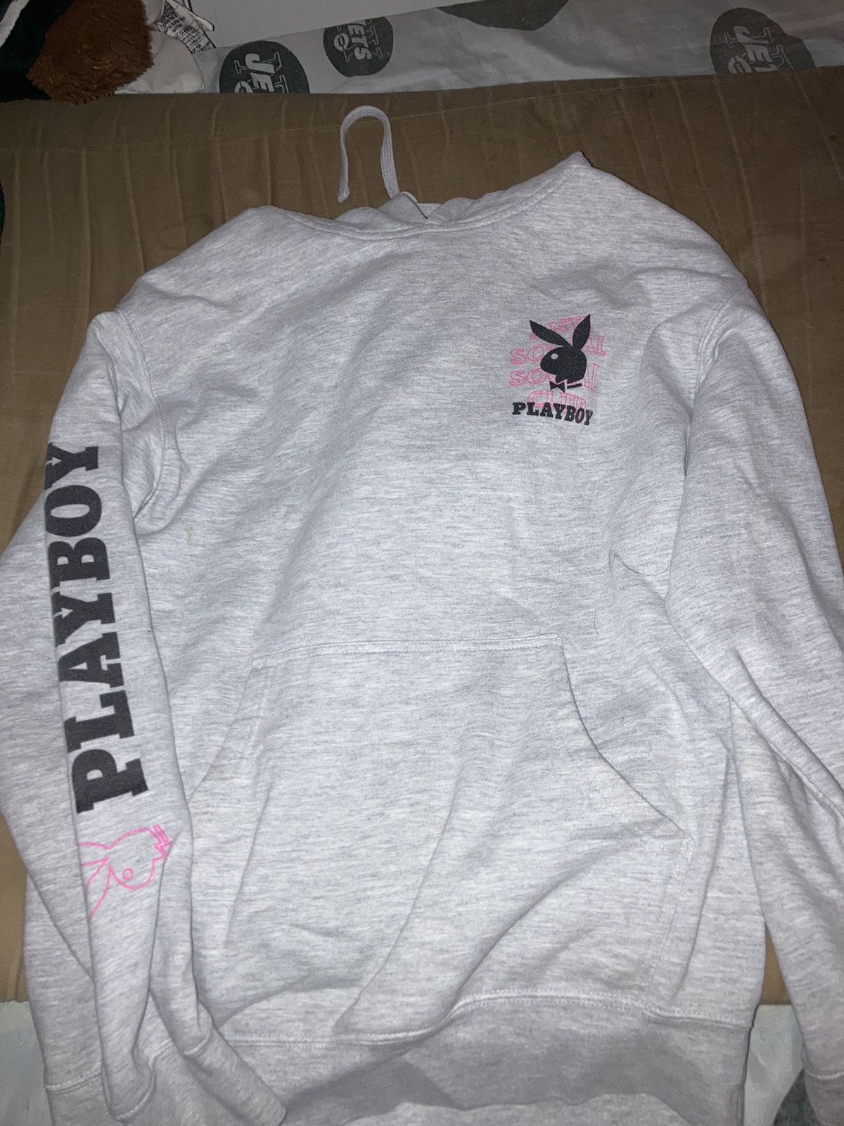 Anti Social Social hot Club x Playboy White Hoodie Size Large