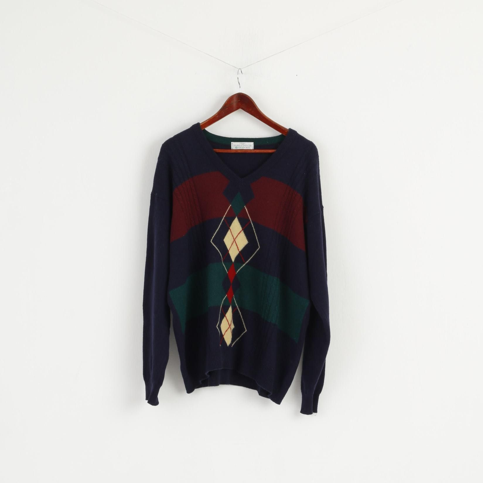 Marks & Spencer Marks & Spencer Men XL Jumper Navy Pure New Wool 6467 Size US XL / EU 56 / 4 - 1 Thumbnail