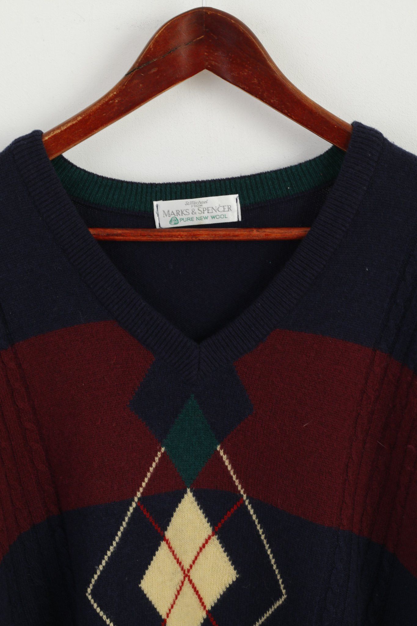 Marks & Spencer Marks & Spencer Men XL Jumper Navy Pure New Wool 6467 Size US XL / EU 56 / 4 - 2 Thumbnail