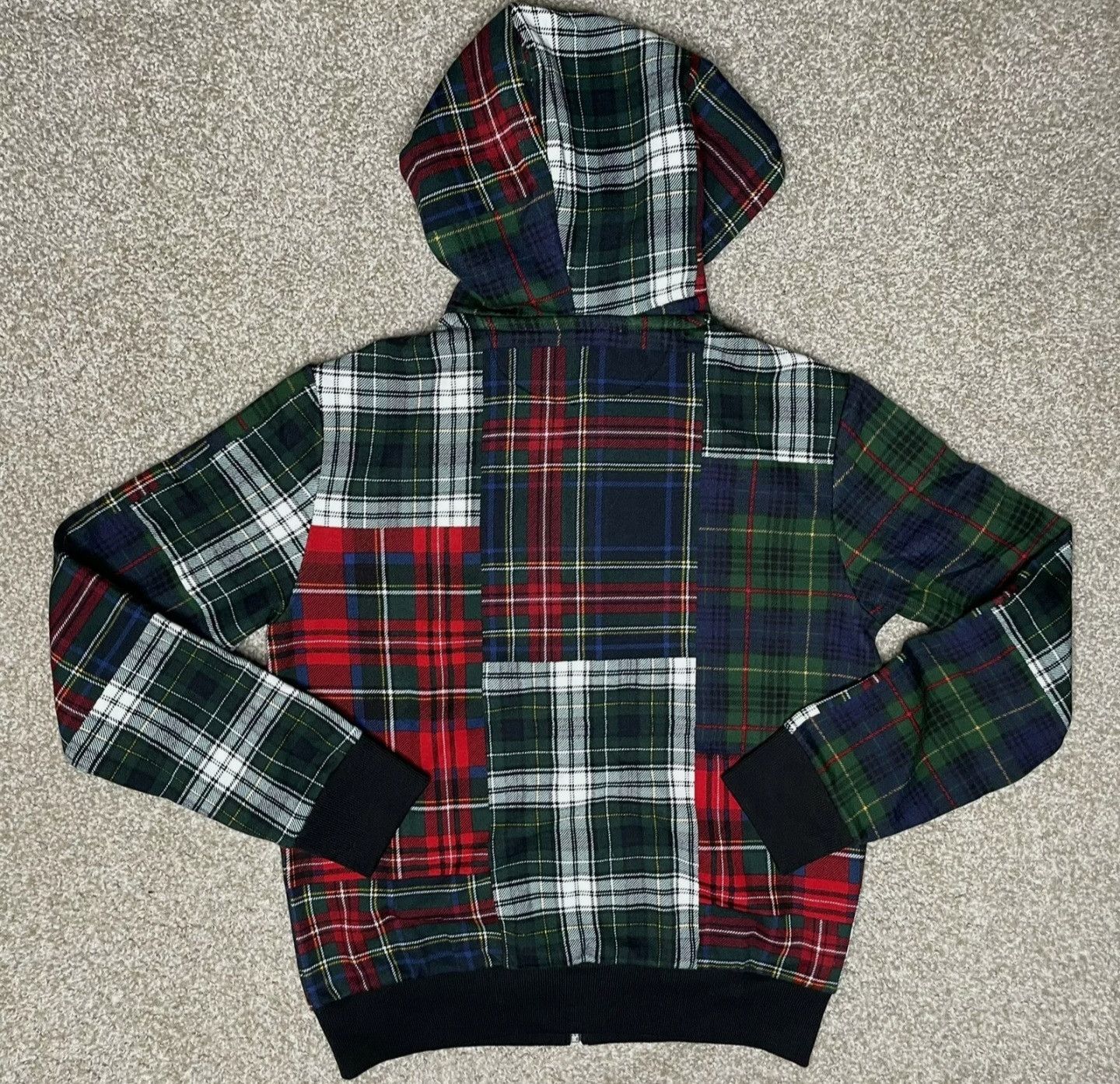 POLO RALPH LAUREN PATCHWORK PLAID popular FULL-ZIP FLEECE HOODIE (LARGE)