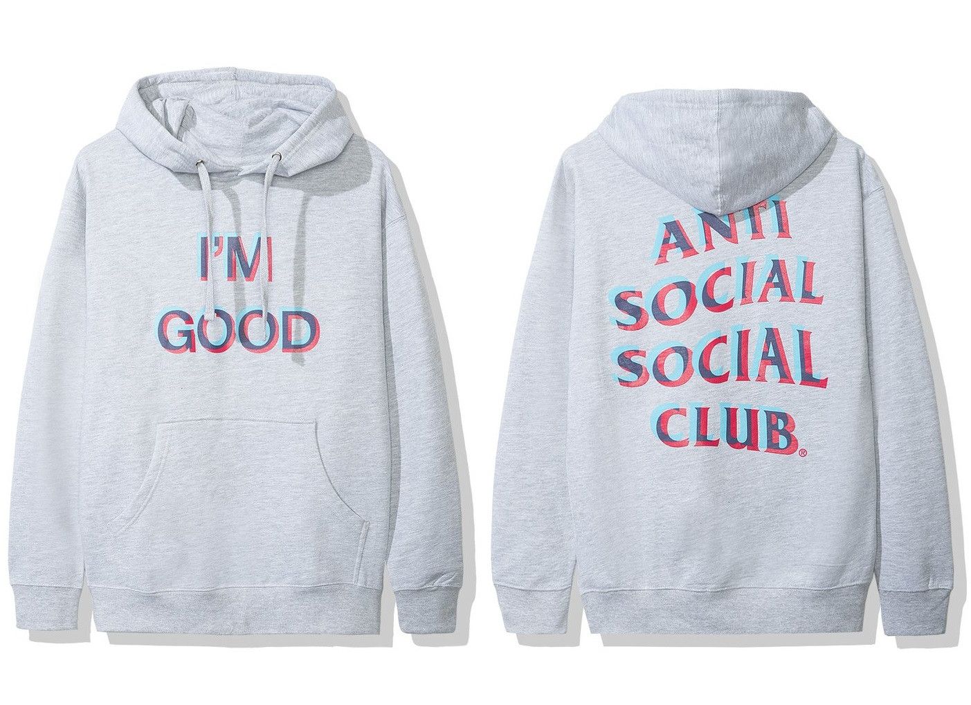 DS ASSC Blue Black Logo I'm Good Gray Hoodie in hand