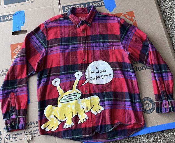 Supreme Supreme x Daniel Johnston plaid shirt (red) | Grailed