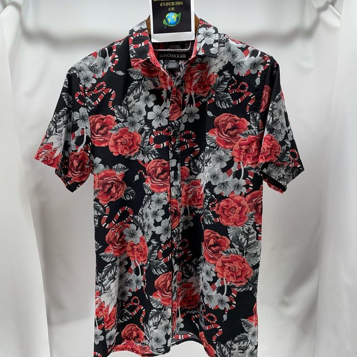 Designers Original GUCCI SNAKES & ROSES MOTIF S/S BUTTON UP | Grailed