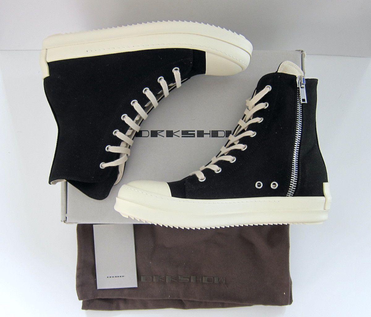 Rick Owens Drkshdw *BNIB* BLACK/MILK HIGH TOP RAMONES 41 | Grailed