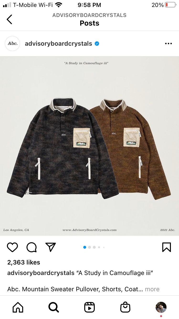 image of Advisory Board Crystals Abc Study In Camo Iii Mountain Pullover (Marble Tiger Eye) in Brown (Size L
