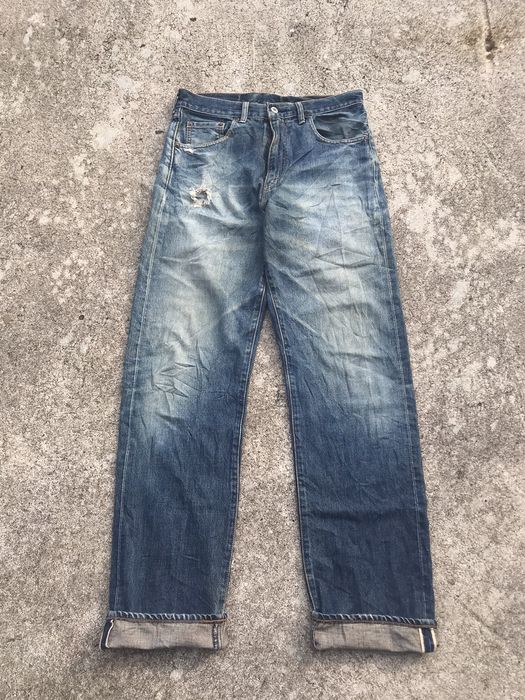 LVC Distressed Levis 502 “Big E” Redline Selvedge Denim Jean W32 | Grailed