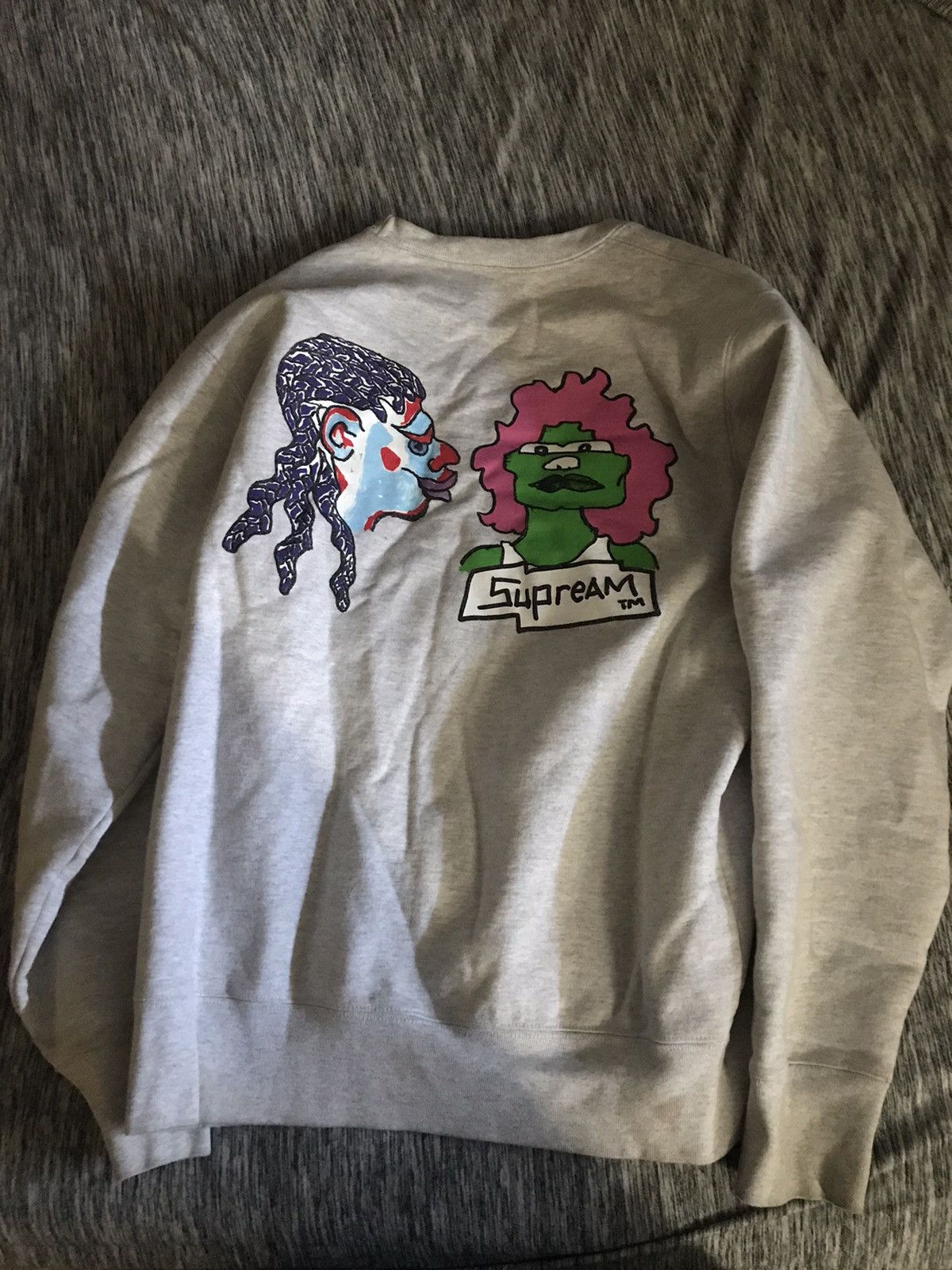 Streetwear × Supreme Ash Grey Gonz Heads Crewneck Sweatshirt FW17  