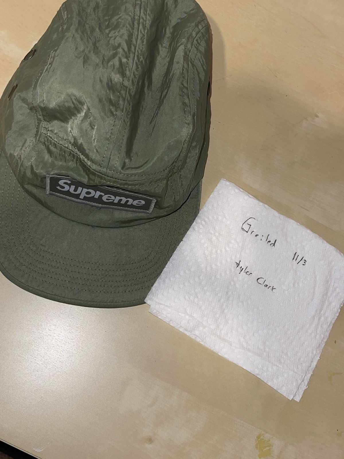 Supreme Washed Nylon Camp Cap Olive Green FW17 Box Logo Grailed