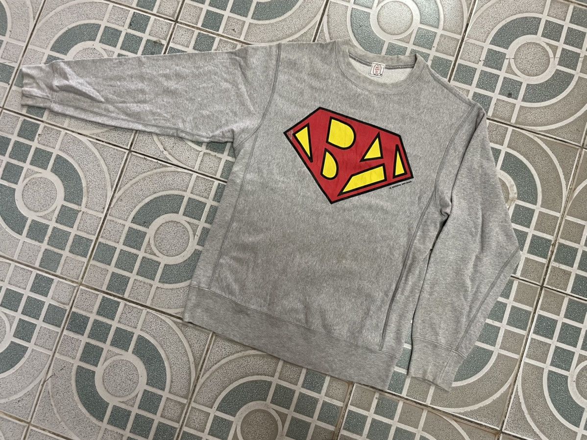 image of Og Bape “Bapeman” Logo Sweatshirt in Grey, Men's (Size Small)