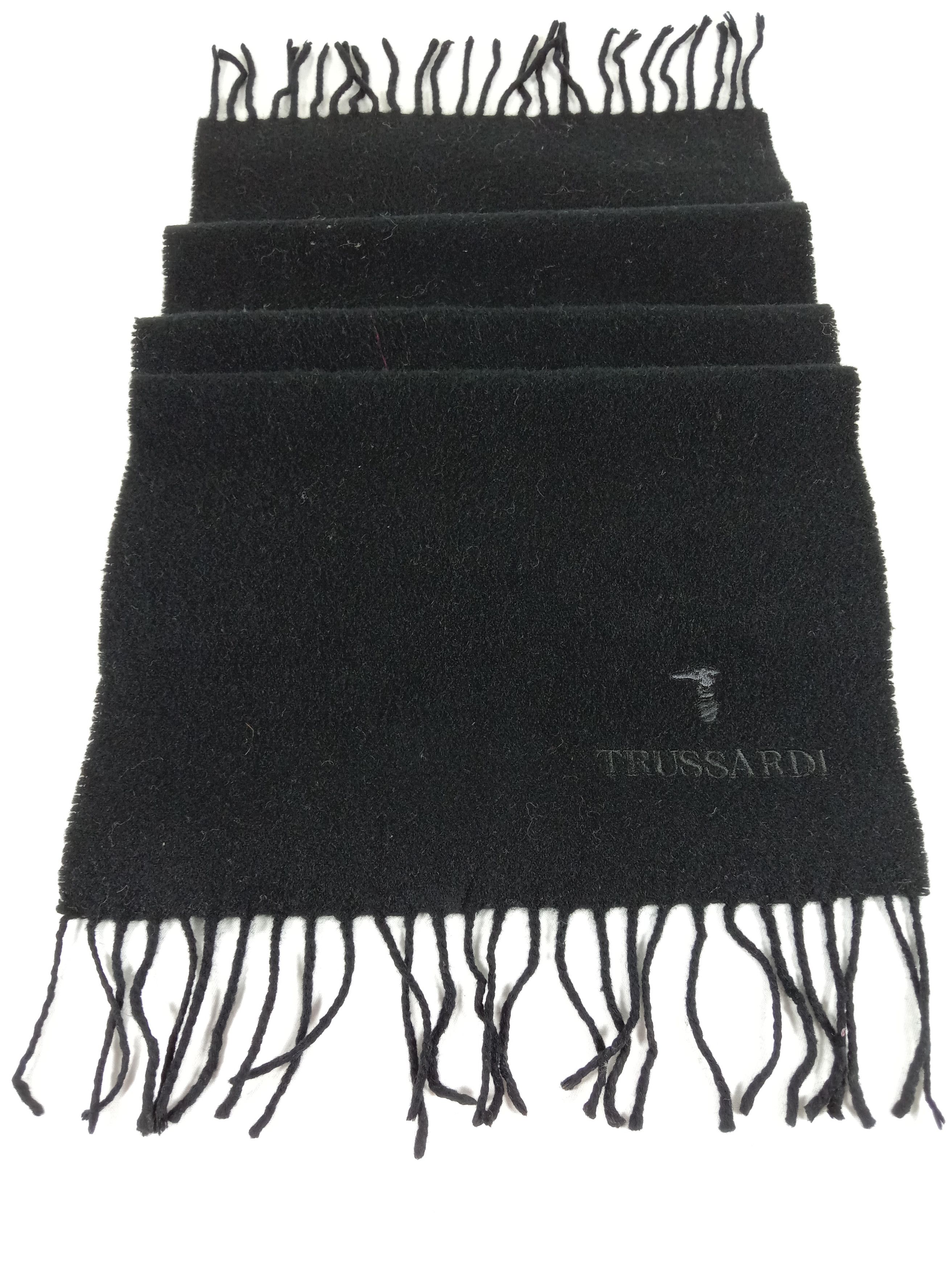 Trussardi Vintage Trussardi Black Lambs wool Scarf / Muffler / Wool Size ONE SIZE - 3 Thumbnail