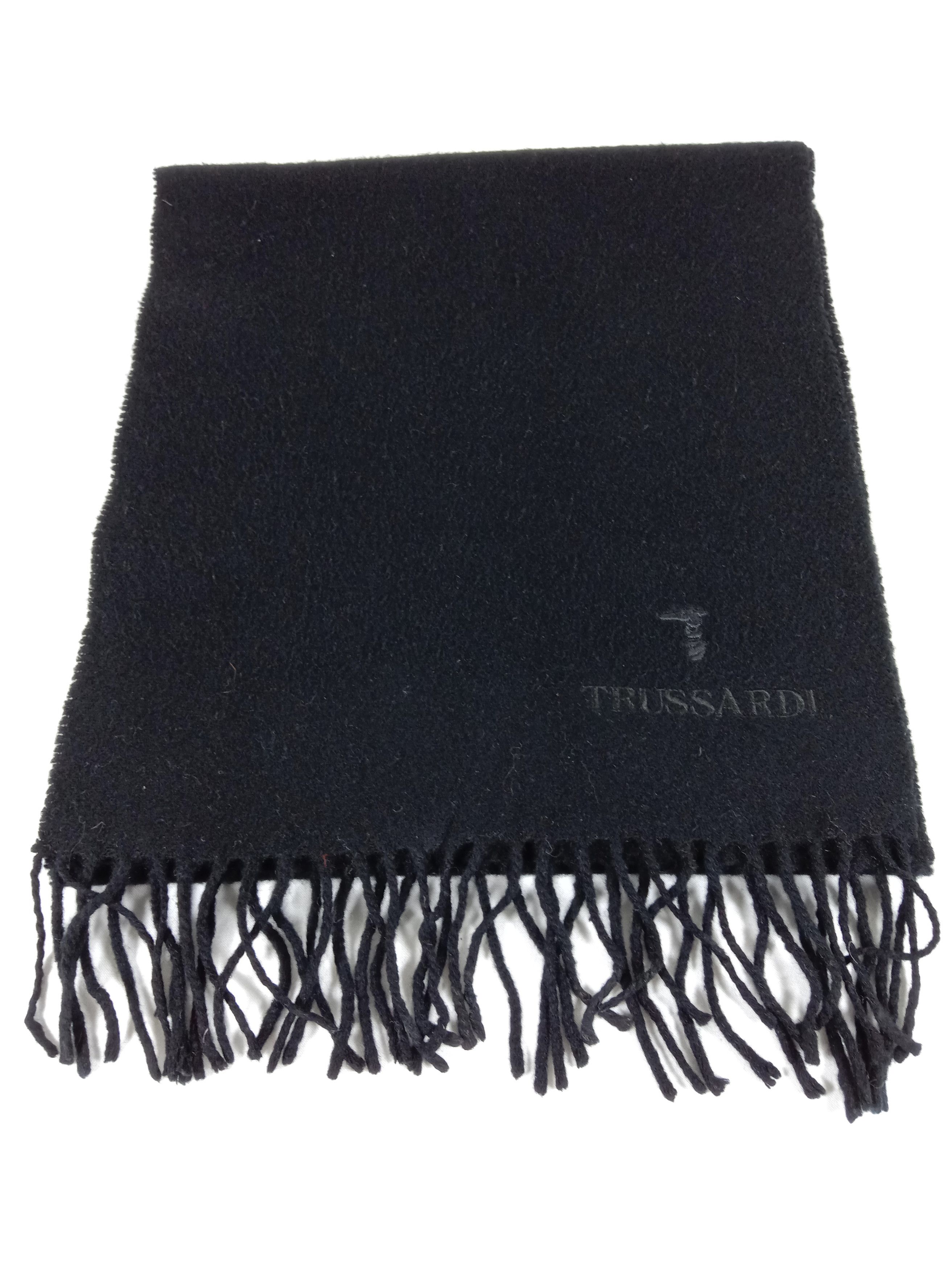 Trussardi Vintage Trussardi Black Lambs wool Scarf / Muffler / Wool Size ONE SIZE - 4 Thumbnail