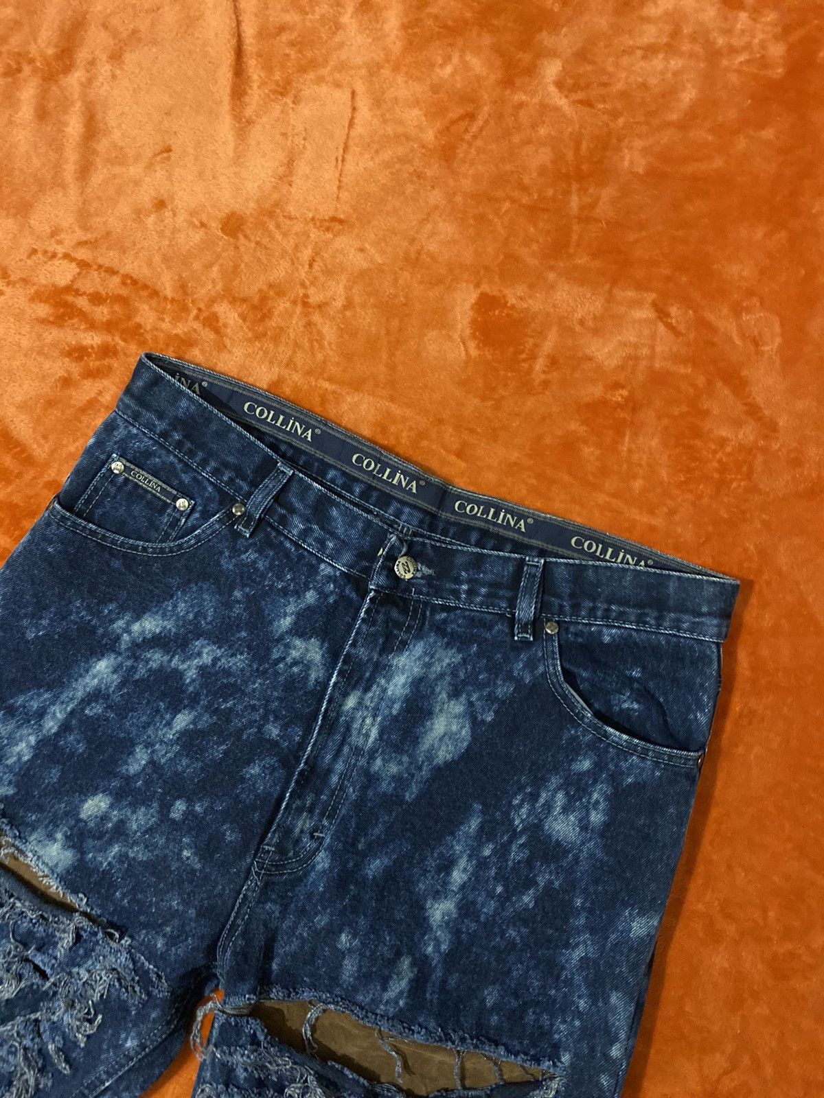 Japanese Brand Shredded and Bleached Collina Jeans Size US 33 - 6 Thumbnail