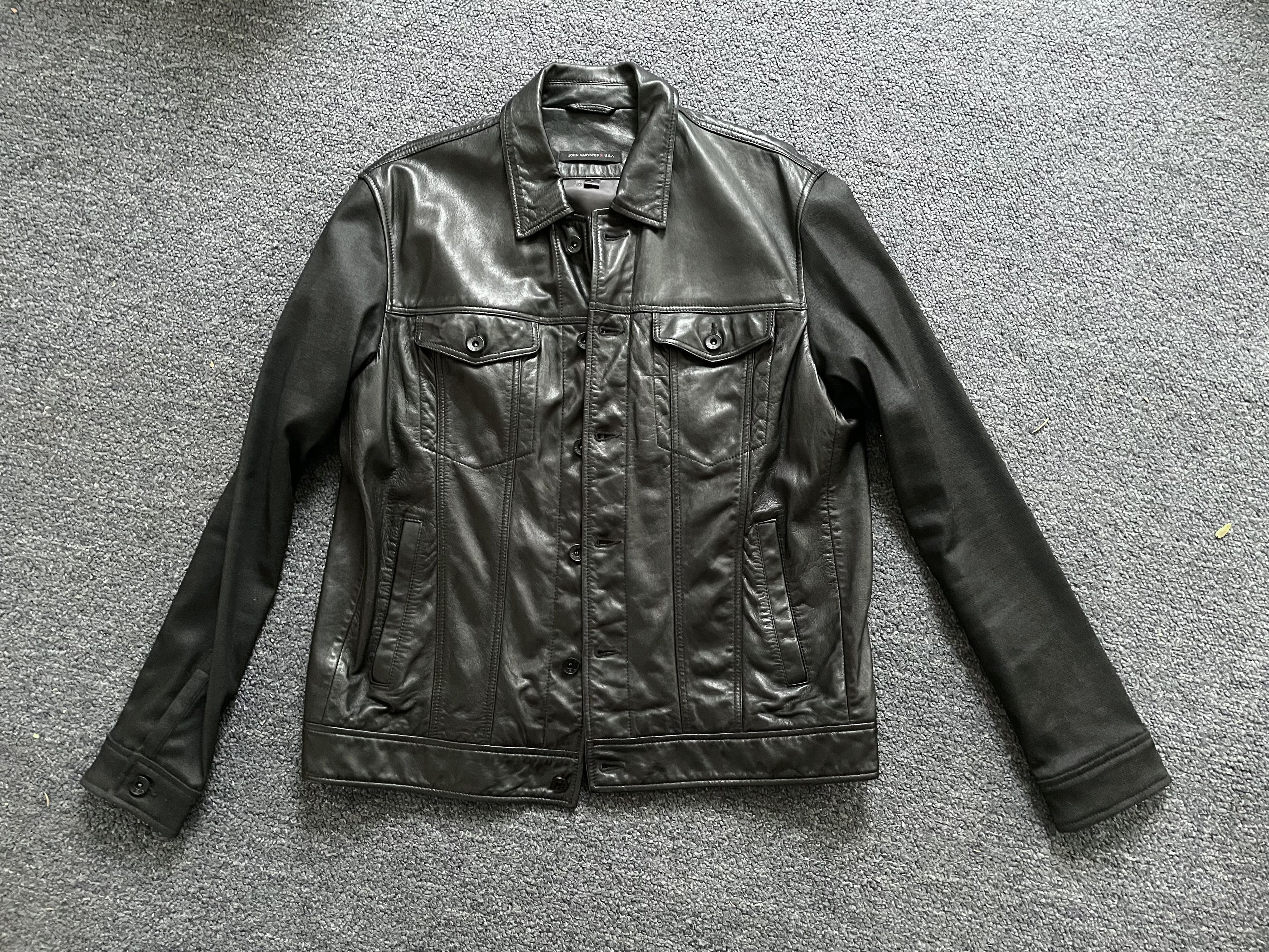 John Varvatos Lambskin Trucker Jacket w/Knit Sleeves Size US L / EU 52-54 / 3 - 7 Thumbnail