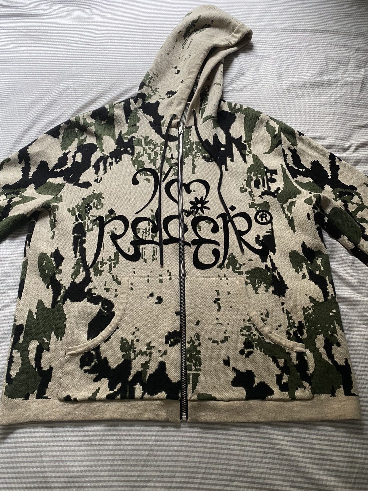 Vintage RACER WORLDWIDE CAMO KNIT ZIP HOODIE