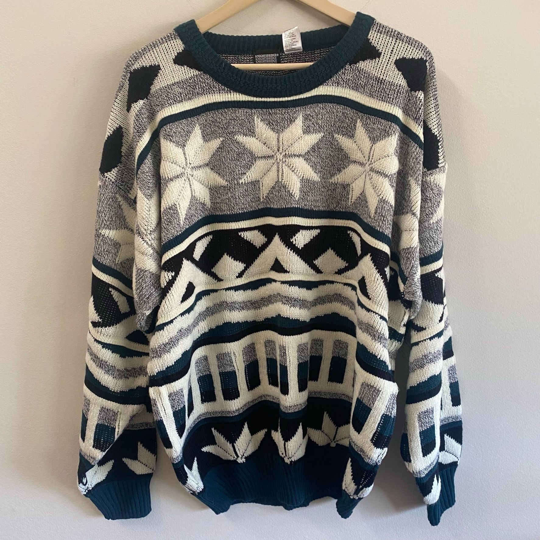 Knightsbridge NWT Vintage Knightsbridge Geometric Sweater Size US XL / EU 56 / 4 - 1 Thumbnail