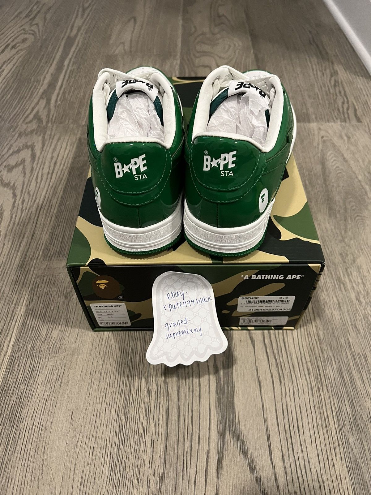 DS Bapesta Green Patent Leather Size BNIB