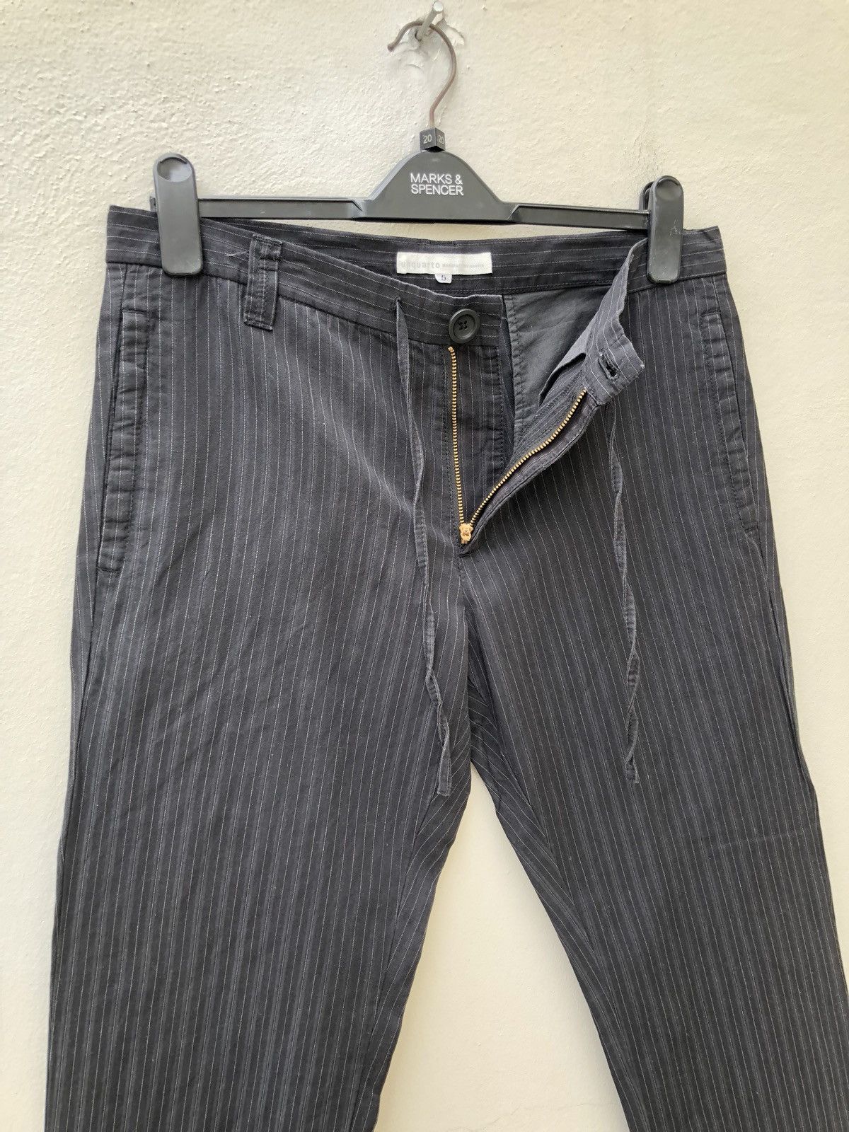Japanese Brand UNQUARTO Made in Japan Linen Blend Draw String Striped Size US 33 - 4 Thumbnail