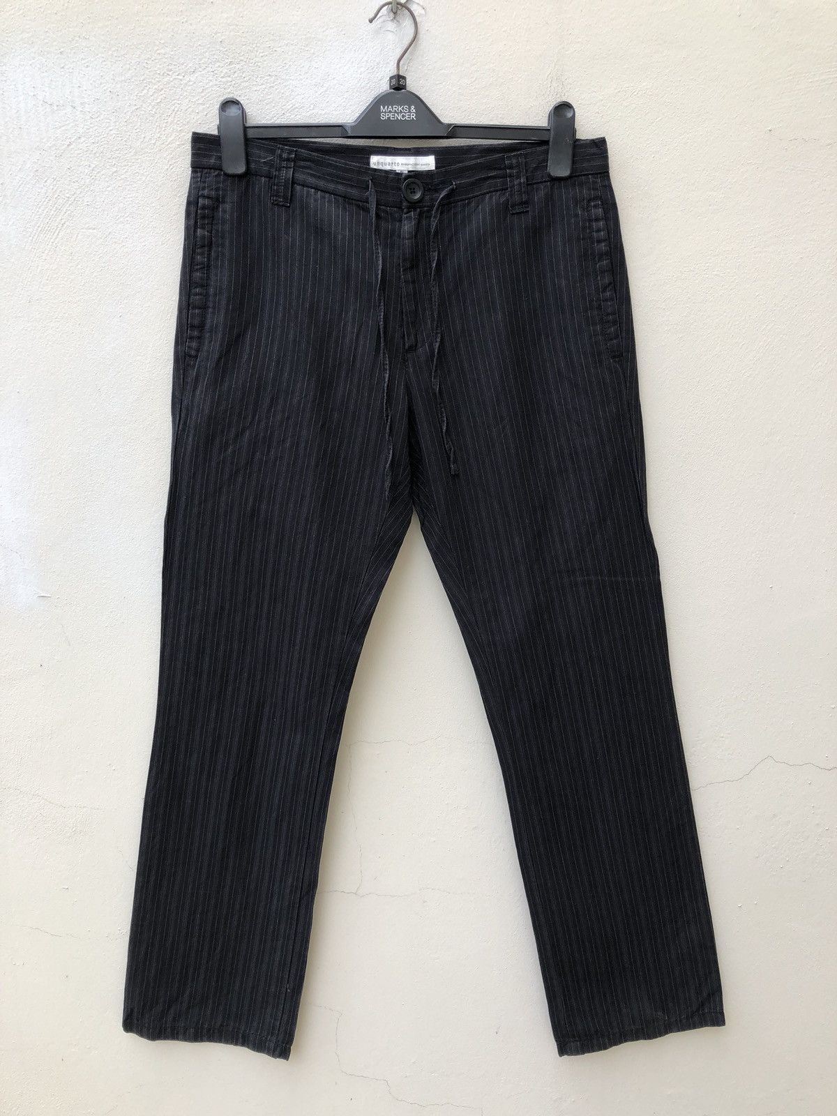 Japanese Brand UNQUARTO Made in Japan Linen Blend Draw String Striped Size US 33 - 1 Thumbnail