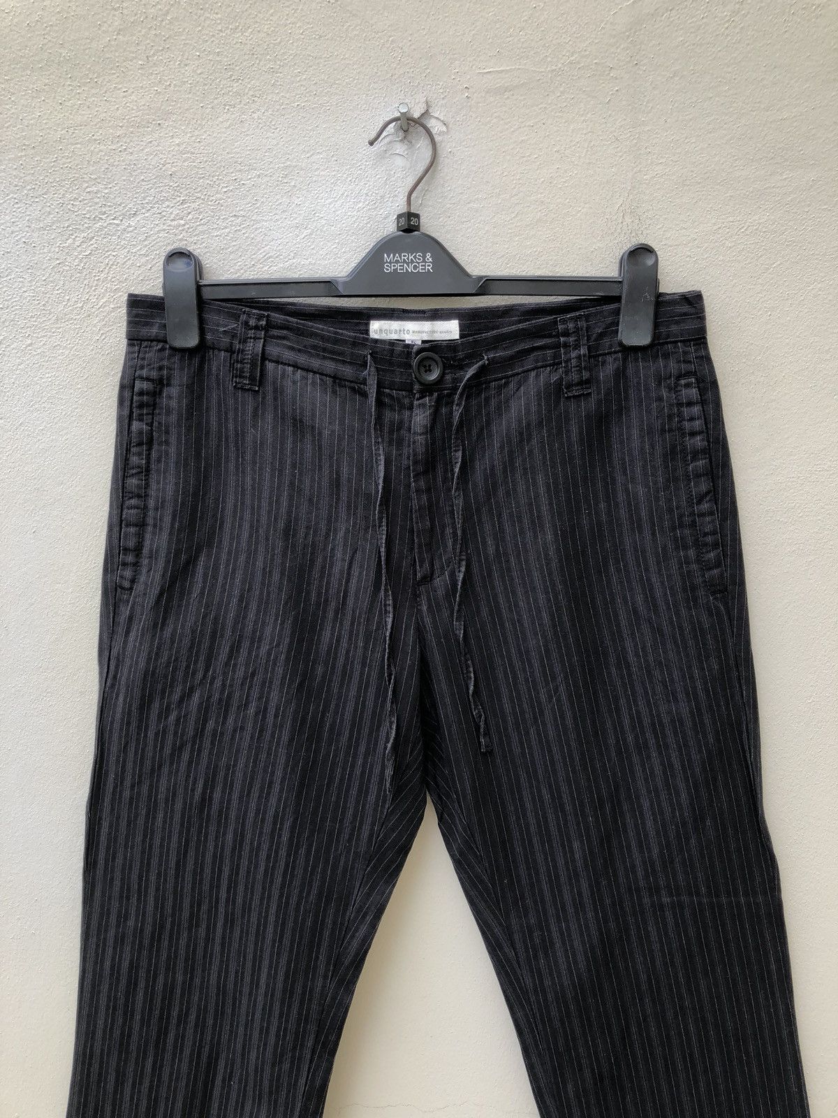 Japanese Brand UNQUARTO Made in Japan Linen Blend Draw String Striped Size US 33 - 2 Thumbnail
