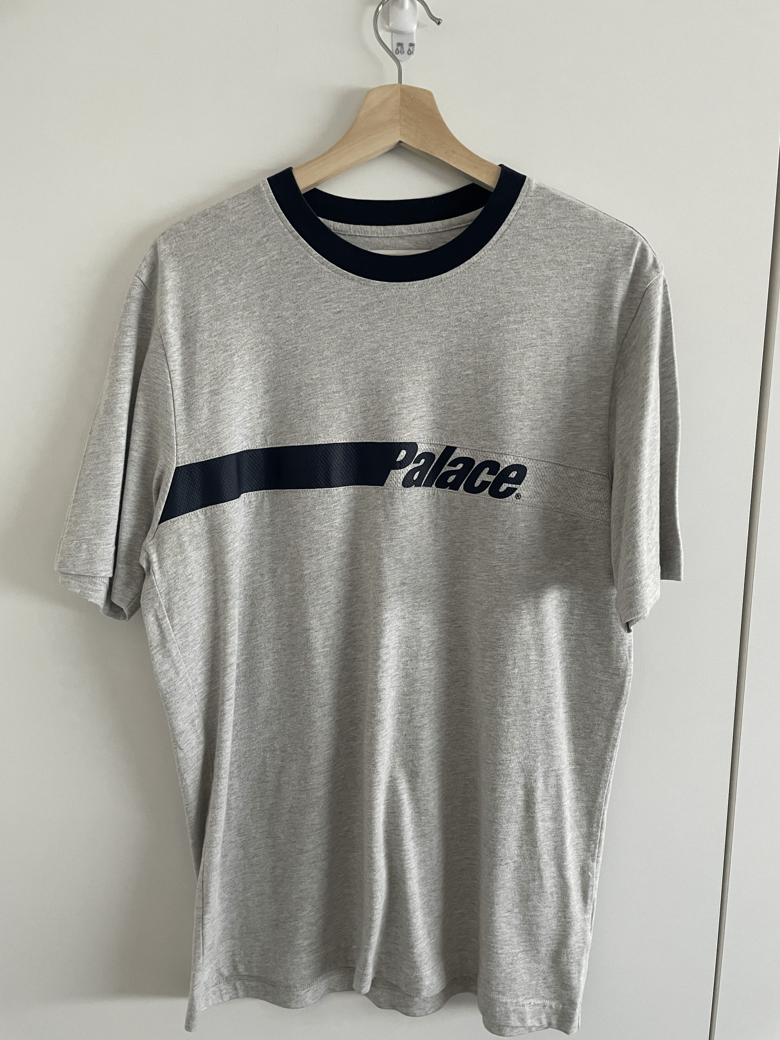 Palace Palace Tonker T-Shirt Grey Marl Blue Stipe FW19 | Grailed