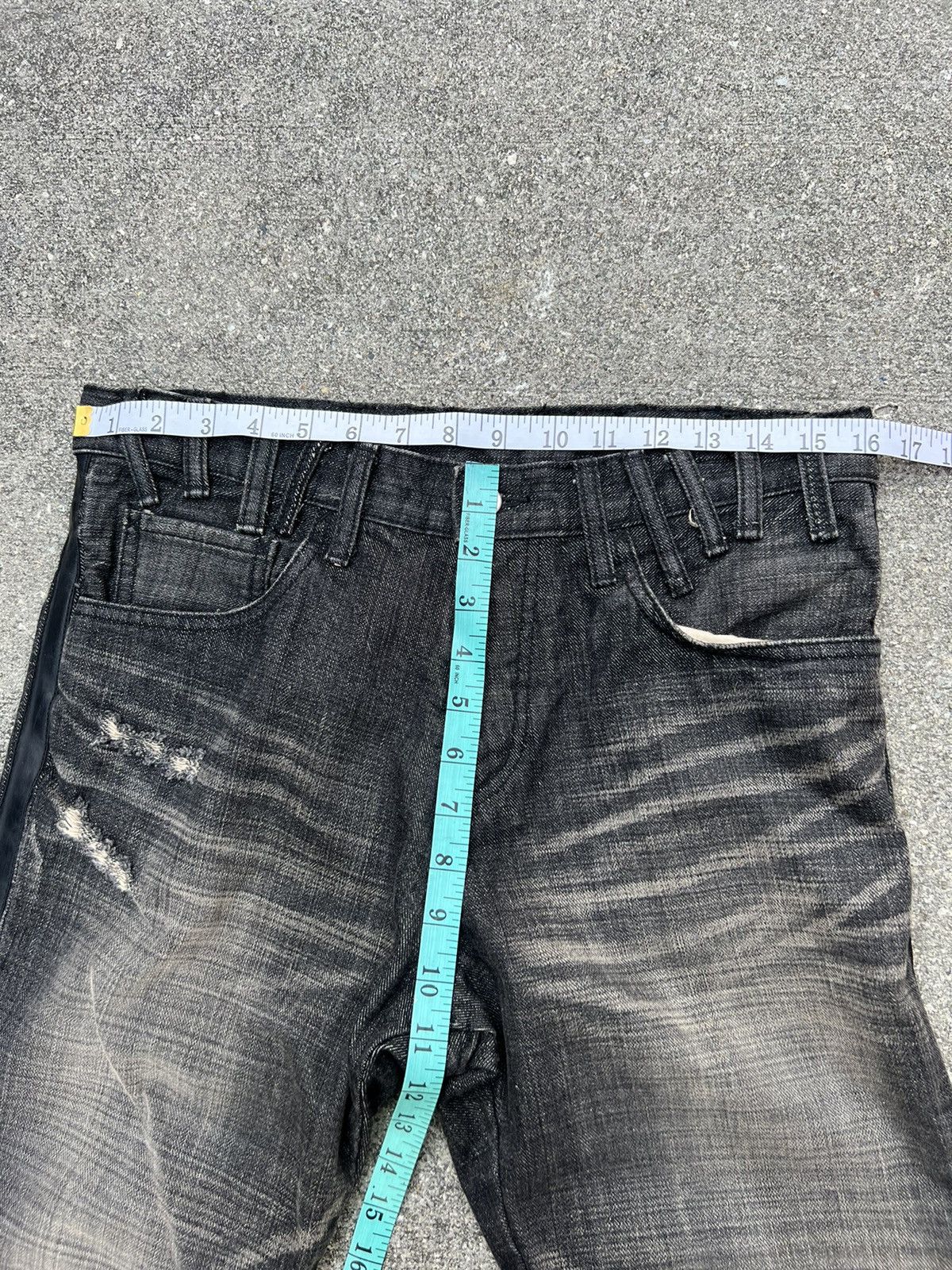 ABAHOUSE ABAHOUSE Japan Side Tape Leather Wrinkled Leg Denim Jeans Size US 30 / EU 46 - 2 Thumbnail