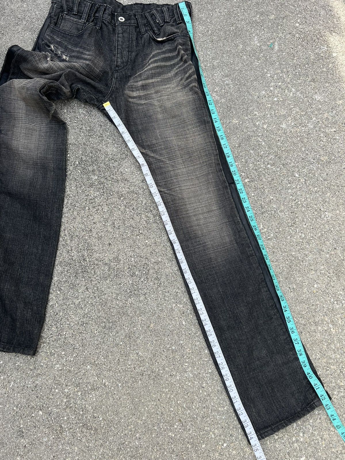 ABAHOUSE ABAHOUSE Japan Side Tape Leather Wrinkled Leg Denim Jeans Size US 30 / EU 46 - 4 Thumbnail