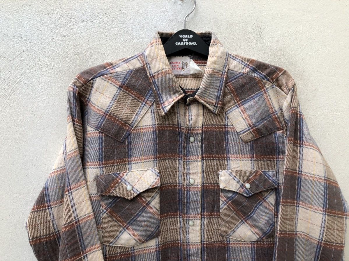 Flannel × Vintage Vintage 70s 80s Saddle King Western Flannel Shirt Size US L / EU 52-54 / 3 - 2 Thumbnail
