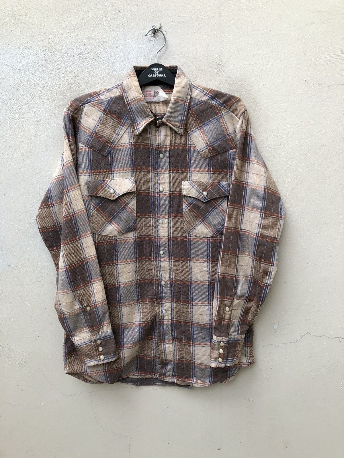 Flannel × Vintage Vintage 70s 80s Saddle King Western Flannel Shirt Size US L / EU 52-54 / 3 - 1 Thumbnail