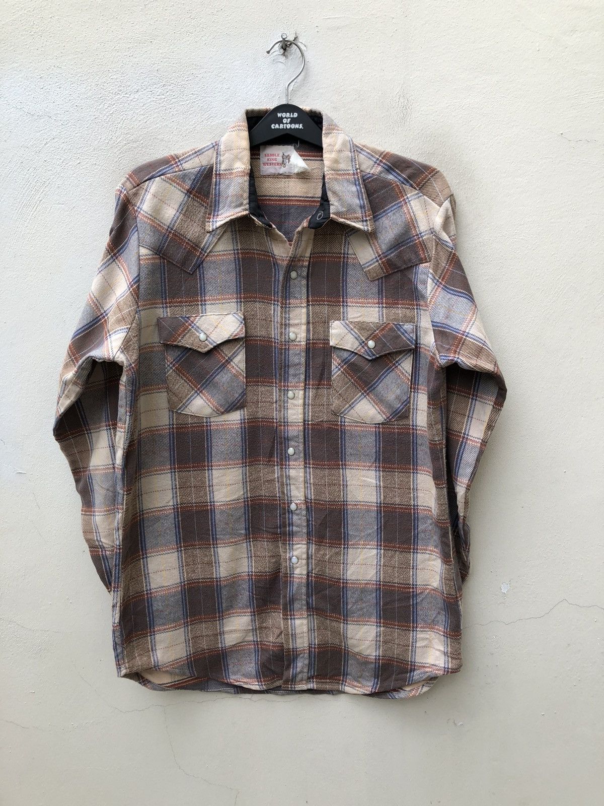 Flannel × Vintage Vintage 70s 80s Saddle King Western Flannel Shirt Size US L / EU 52-54 / 3 - 5 Thumbnail
