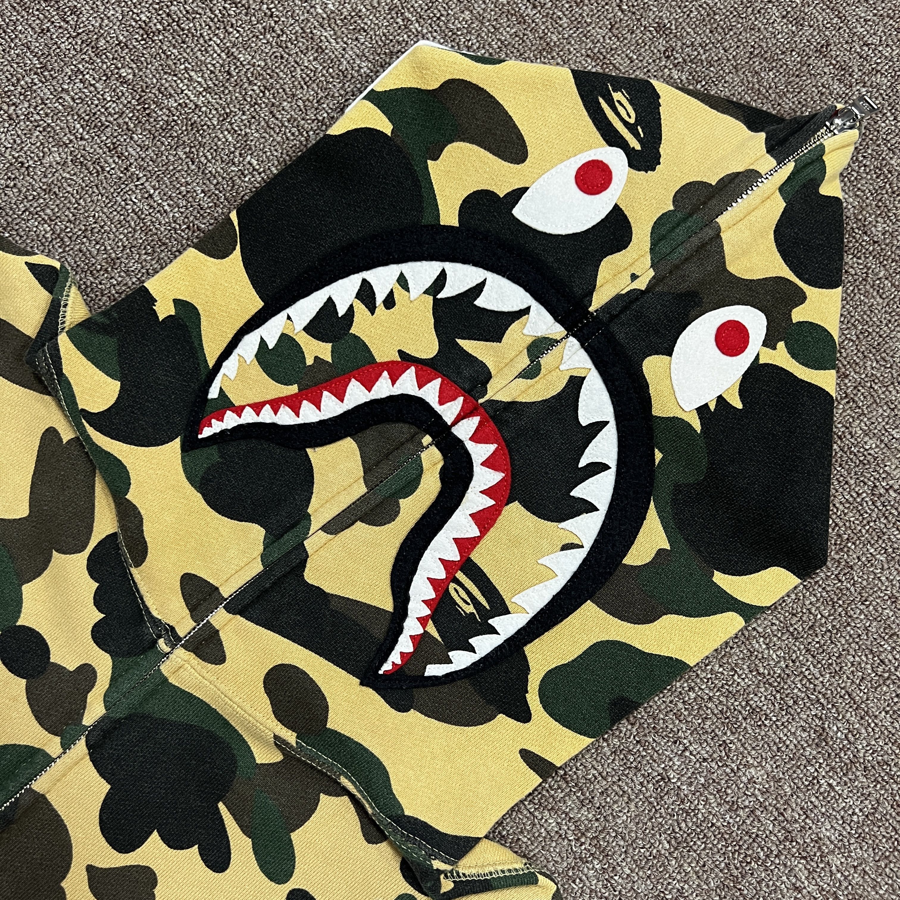Bape Bape Yellow Camo Shark Full Zip Up Hoodie Size US S / EU 44-46 / 1 - 3 Thumbnail