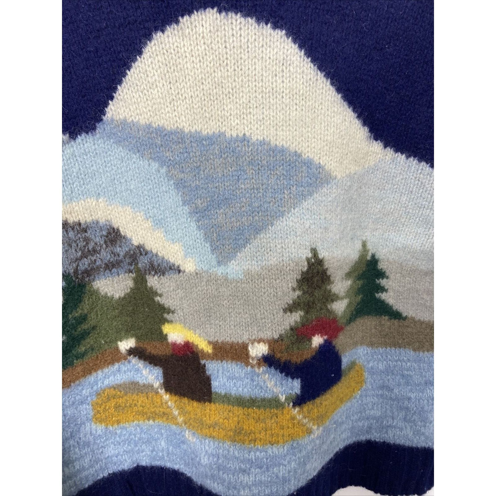 Vintage Vintage Fiori Blue 80’s Wool Sweater Outdoor Canoe S/M Knit Size US S / EU 44-46 / 1 - 2 Thumbnail