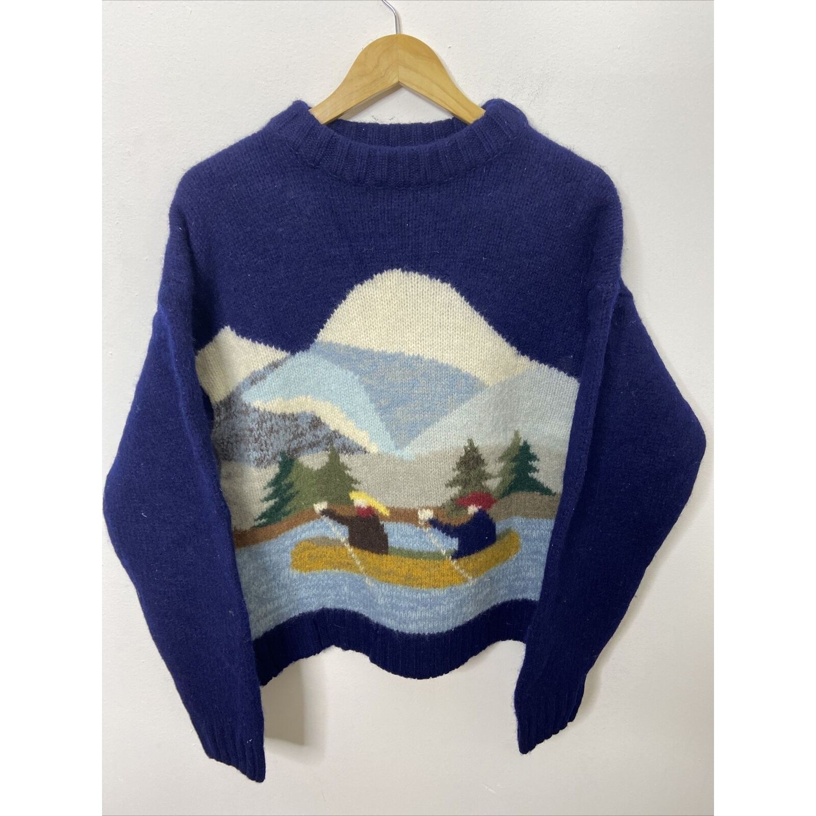 Vintage Vintage Fiori Blue 80’s Wool Sweater Outdoor Canoe S/M Knit Size US S / EU 44-46 / 1 - 1 Thumbnail