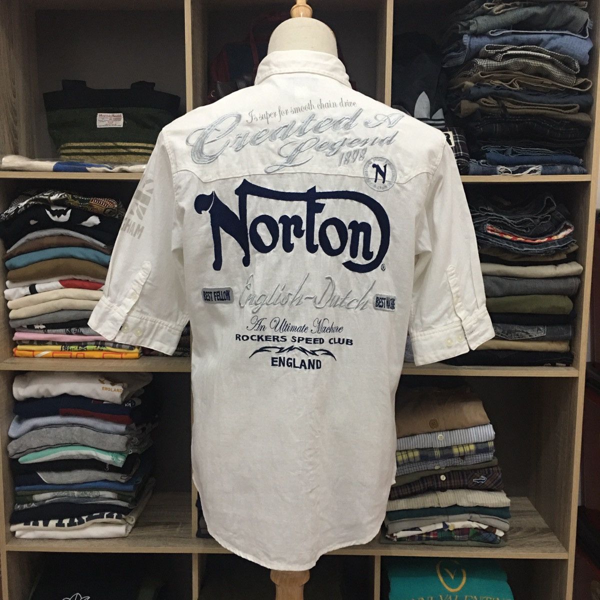 💥Rare💥 Norton Motorcycles Bike Embroided Logo Shirt