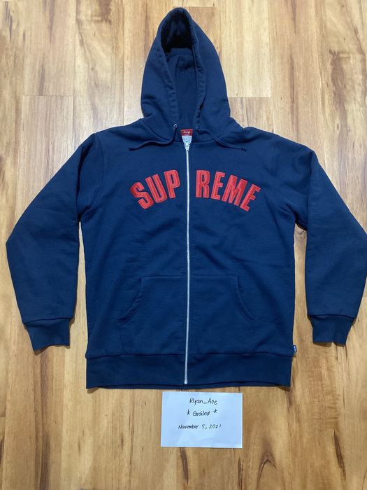 Supreme arc logo deals thermal zip up hoodie