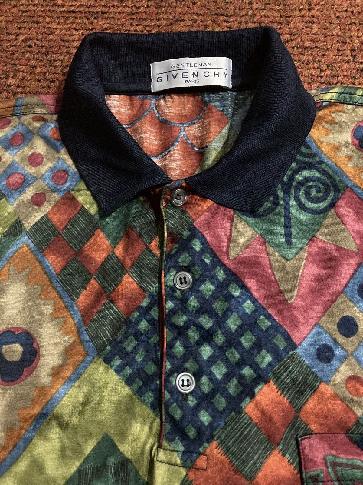 Givenchy Vintage Givenchy Abstract Retro Longsleeve Polo Shirt Size US XL / EU 56 / 4 - 4 Thumbnail