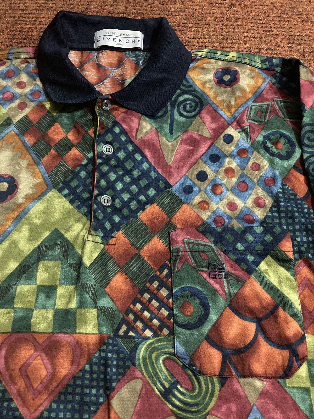 Givenchy Vintage Givenchy Abstract Retro Longsleeve Polo Shirt Size US XL / EU 56 / 4 - 3 Thumbnail