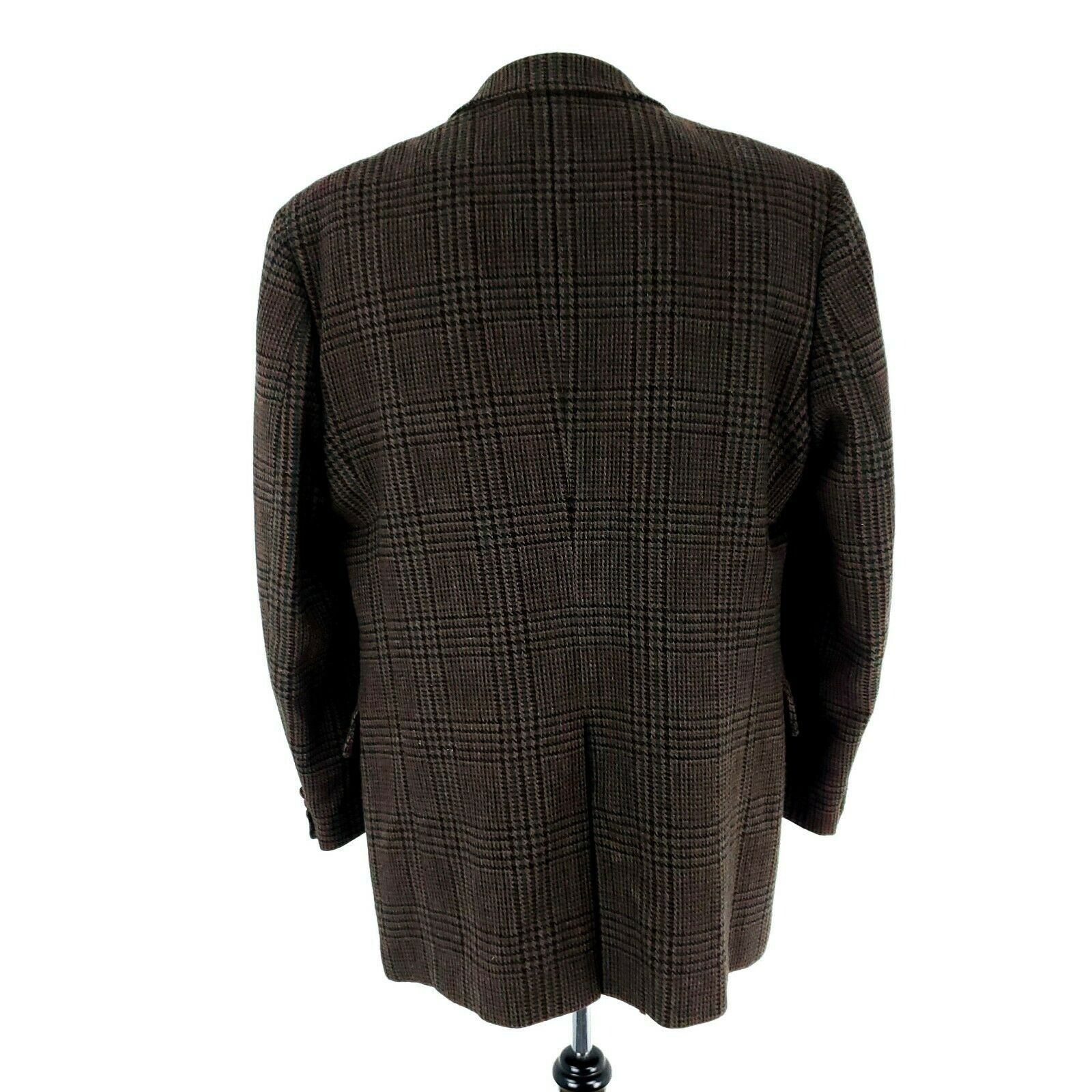Vintage Unbranded Tweed Wool 2 Leather Button Sport Coat 42L Glen Size 42L - 6 Thumbnail