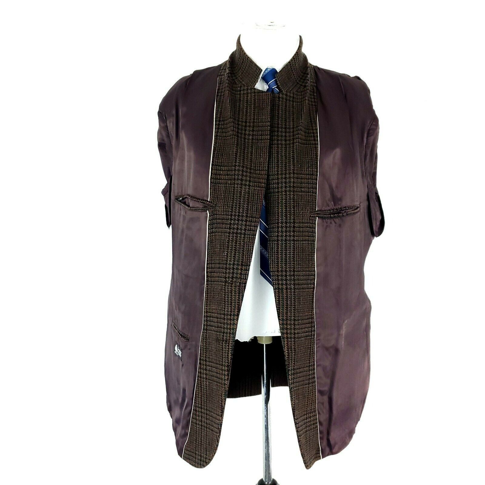 Vintage Unbranded Tweed Wool 2 Leather Button Sport Coat 42L Glen Size 42L - 10 Thumbnail